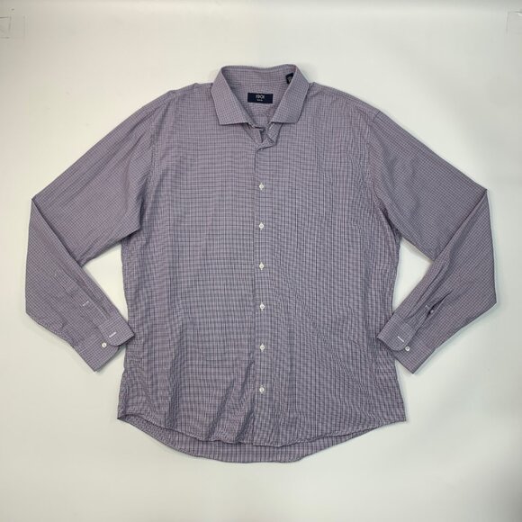1901 Shirt Mens 17.5 Trim Fit Check Multi Mini Check Button Up Long Sleeve Dress - Picture 2 of 10